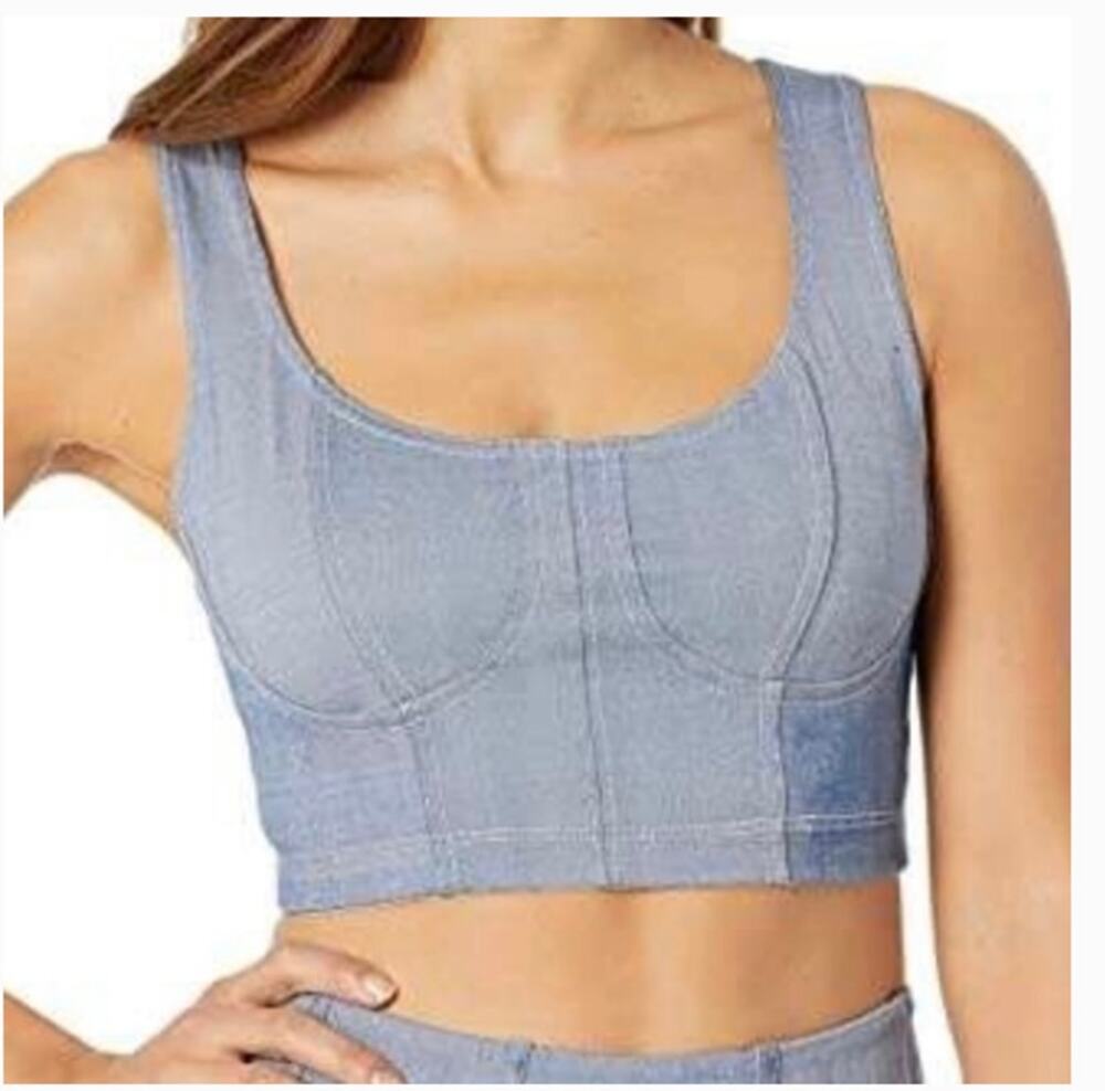 Year of Ours Dolly Denim Blue Bra Top Womens XSmall